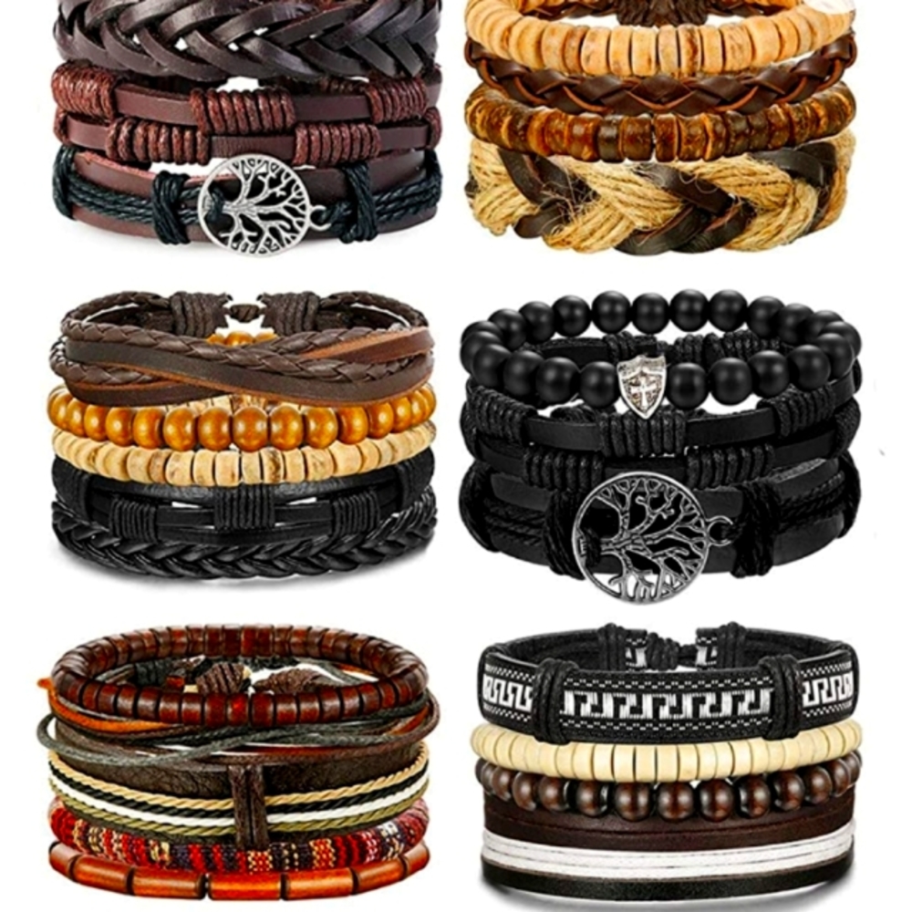 24 Piece Leather Woven Wrap Bracelets NWT
